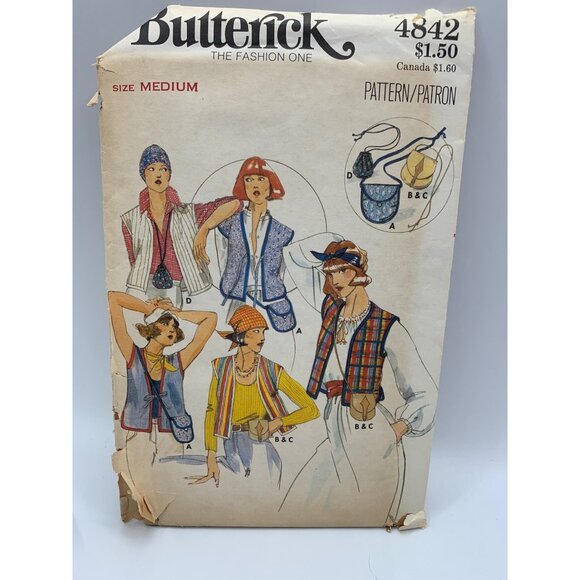 Butterick Misses Vest Bag Sewing Pattern sz Medium 4842 - uncut - Picture 1 of 2